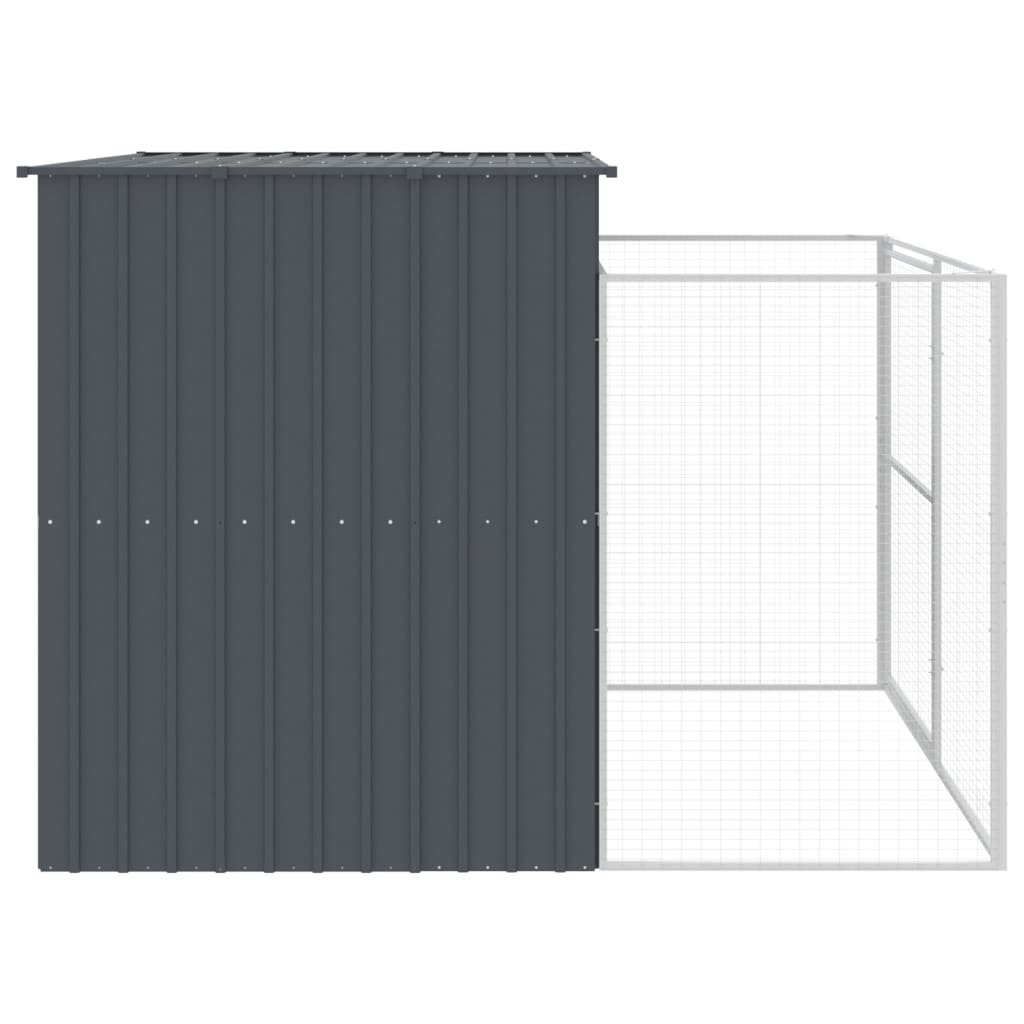 Hondenhok met ren 214x253x181 cm gegalvaniseerd staal antraciet 214 x 253 x 181 cm Antraciet