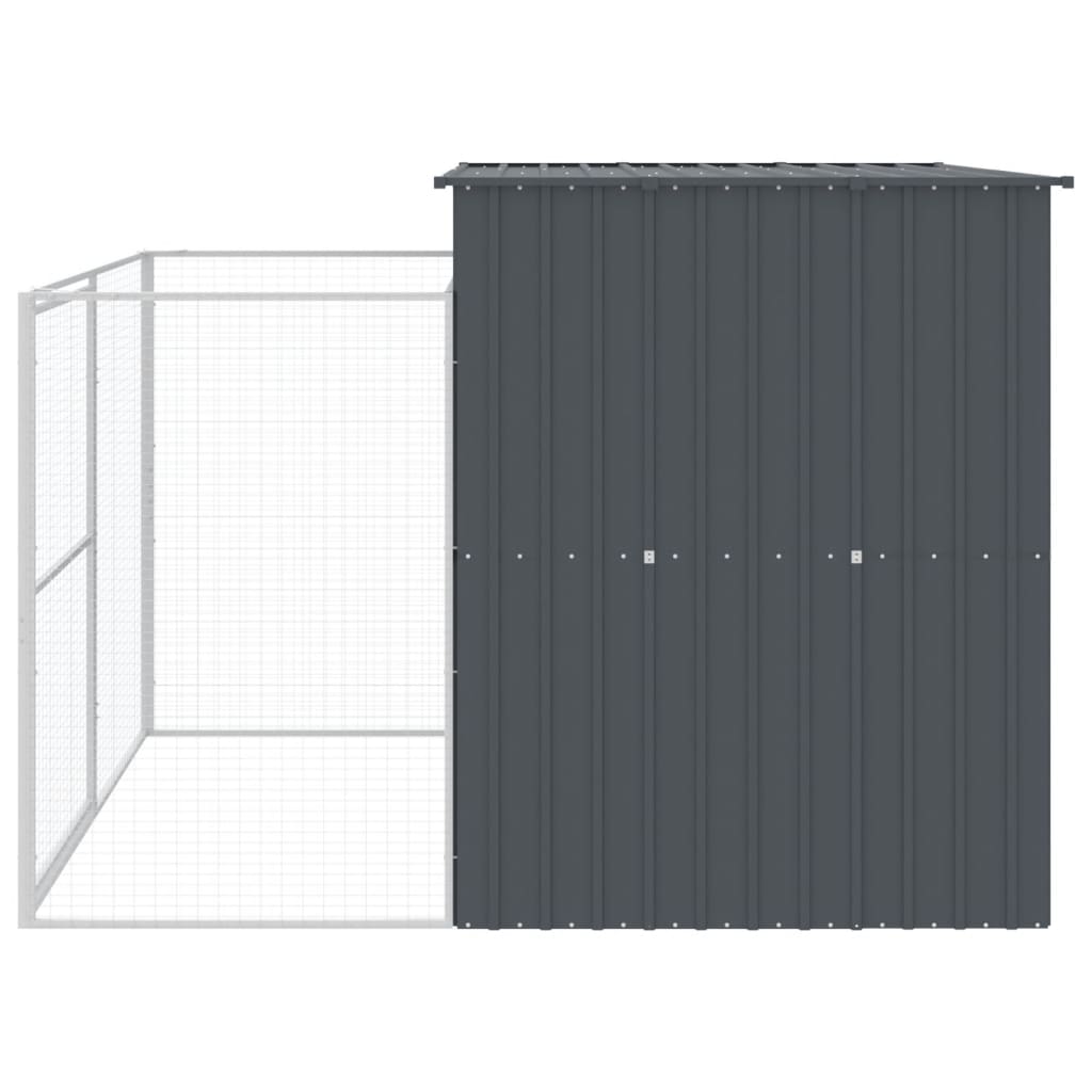 Hondenhok met ren 214x253x181 cm gegalvaniseerd staal antraciet 214 x 253 x 181 cm Antraciet