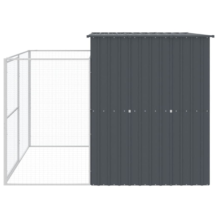 Hondenhok met ren 214x253x181 cm gegalvaniseerd staal antraciet 214 x 253 x 181 cm Antraciet