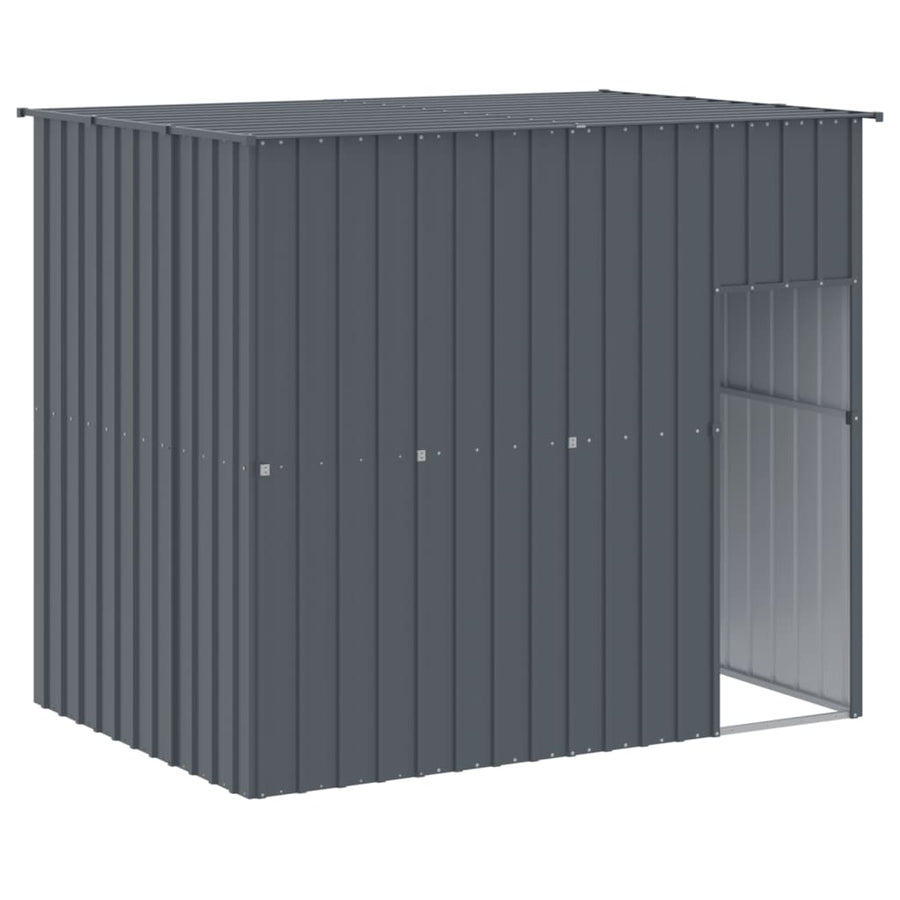 Hondenhok met ren 214x253x181 cm gegalvaniseerd staal antraciet 214 x 253 x 181 cm Antraciet