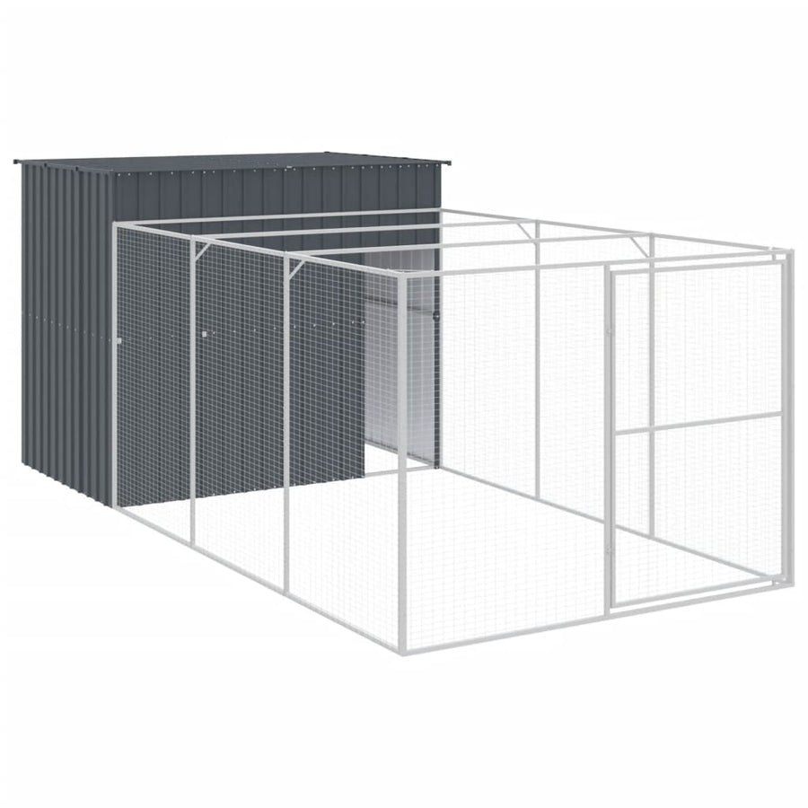 Hondenhok met ren 214x457x181 cm gegalvaniseerd staal antraciet 214 x 457 x 181 cm Antraciet