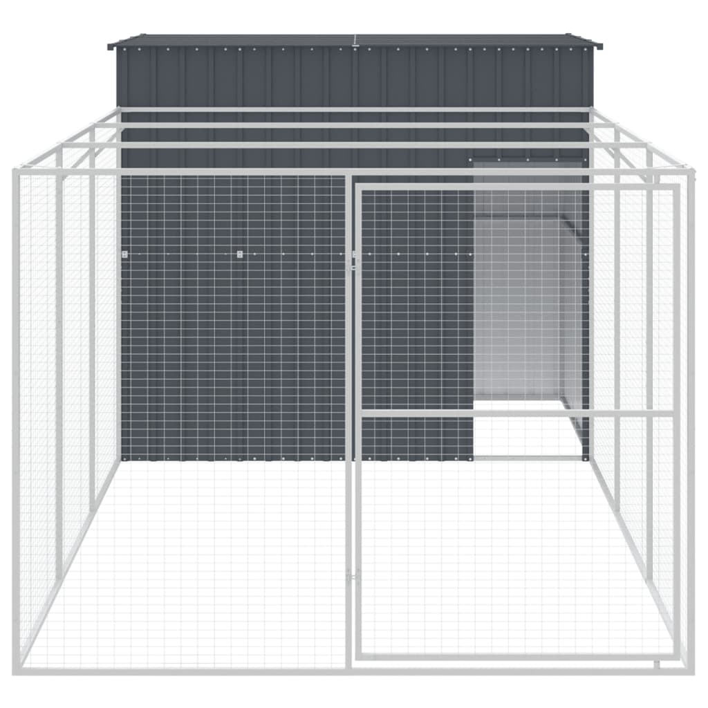 Hondenhok met ren 214x457x181 cm gegalvaniseerd staal antraciet 214 x 457 x 181 cm Antraciet