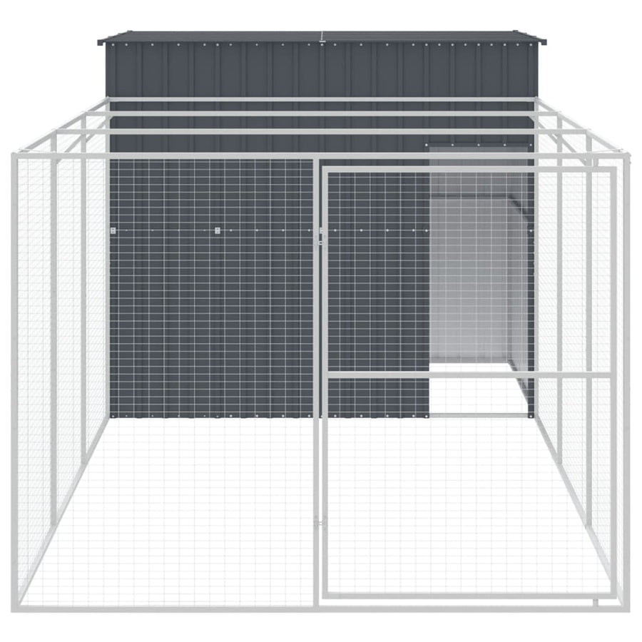 Hondenhok met ren 214x457x181 cm gegalvaniseerd staal antraciet 214 x 457 x 181 cm Antraciet
