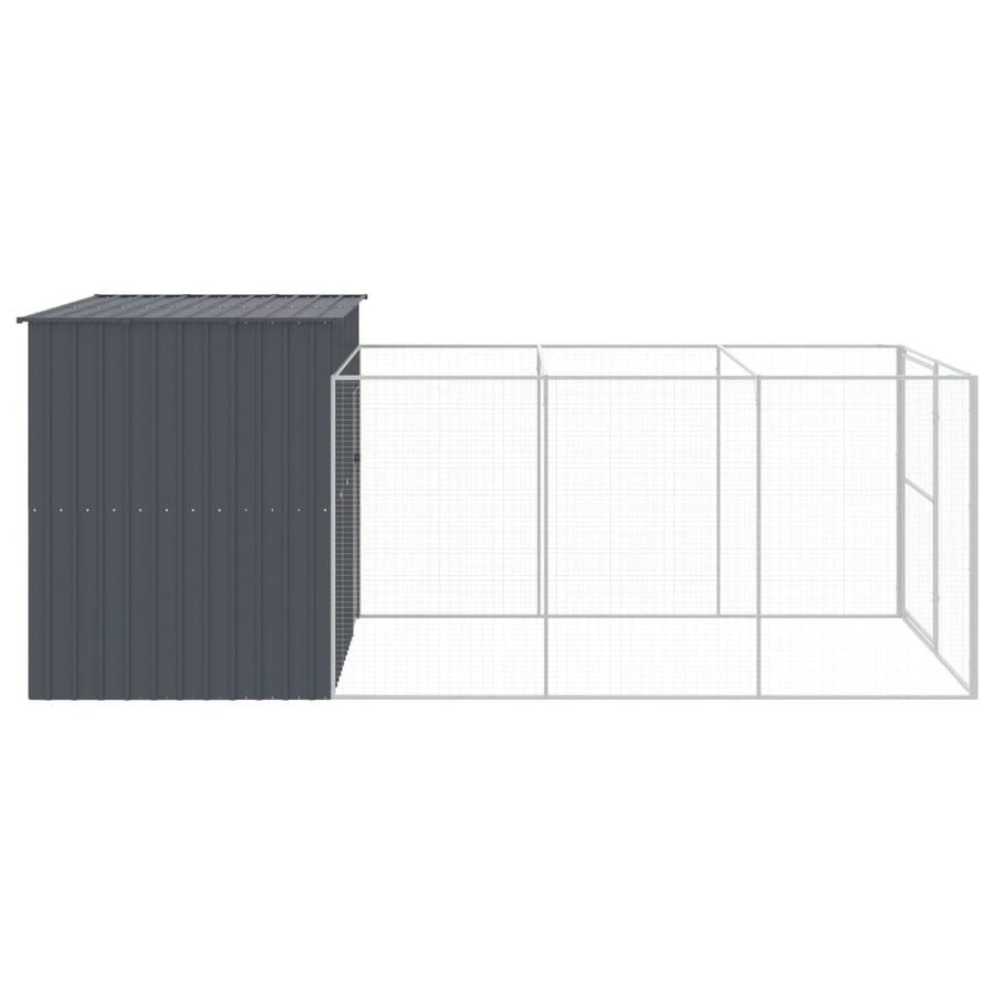 Hondenhok met ren 214x457x181 cm gegalvaniseerd staal antraciet 214 x 457 x 181 cm Antraciet