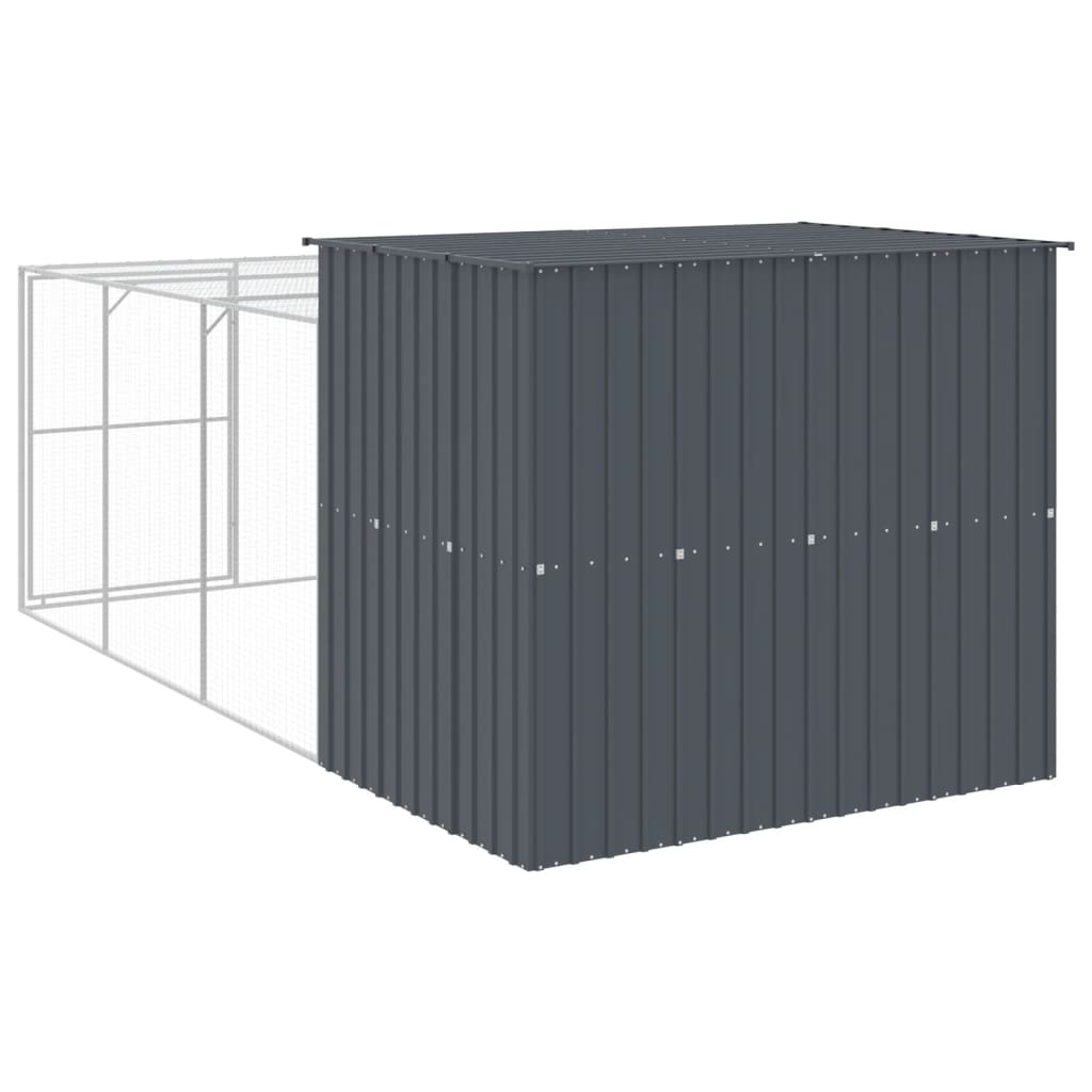 Hondenhok met ren 214x457x181 cm gegalvaniseerd staal antraciet 214 x 457 x 181 cm Antraciet