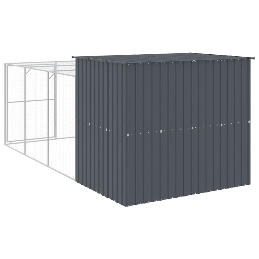Hondenhok met ren 214x457x181 cm gegalvaniseerd staal antraciet 214 x 457 x 181 cm Antraciet