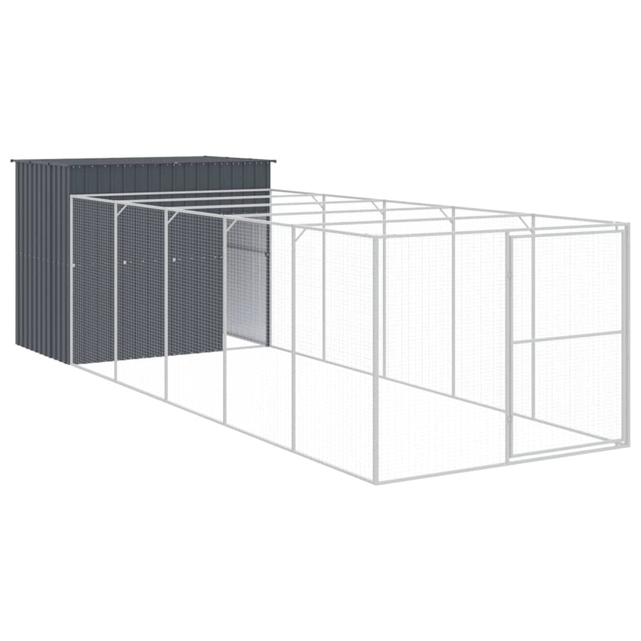 Hondenhok met ren 214x661x181 cm gegalvaniseerd staal antraciet 214 x 661 x 181 cm Antraciet