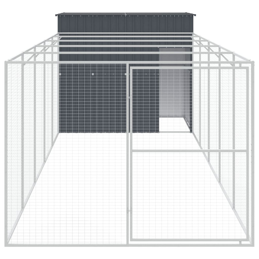 Hondenhok met ren 214x661x181 cm gegalvaniseerd staal antraciet 214 x 661 x 181 cm Antraciet