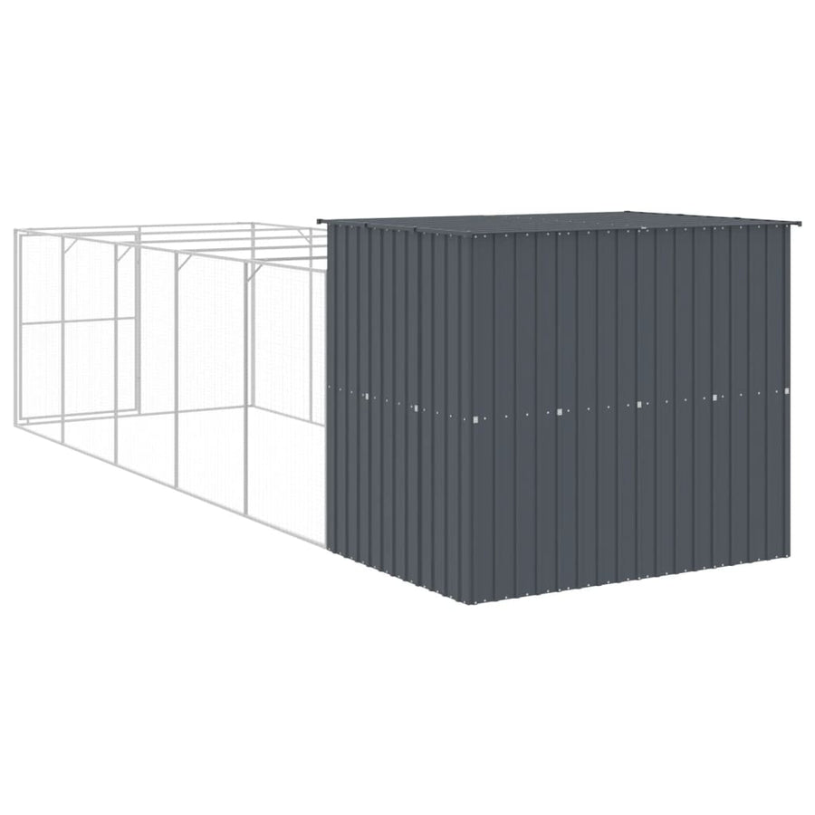 Hondenhok met ren 214x661x181 cm gegalvaniseerd staal antraciet 214 x 661 x 181 cm Antraciet