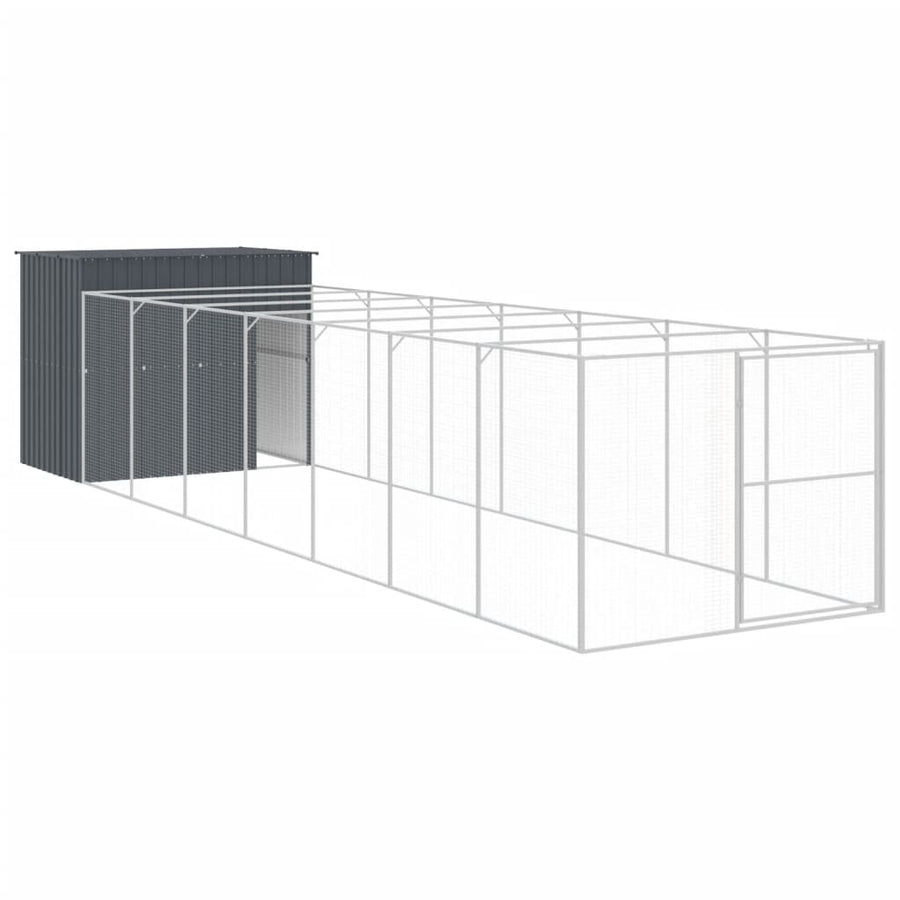 Hondenhok met ren 214x865x181 cm gegalvaniseerd staal antraciet 214 x 865 x 181 cm Antraciet