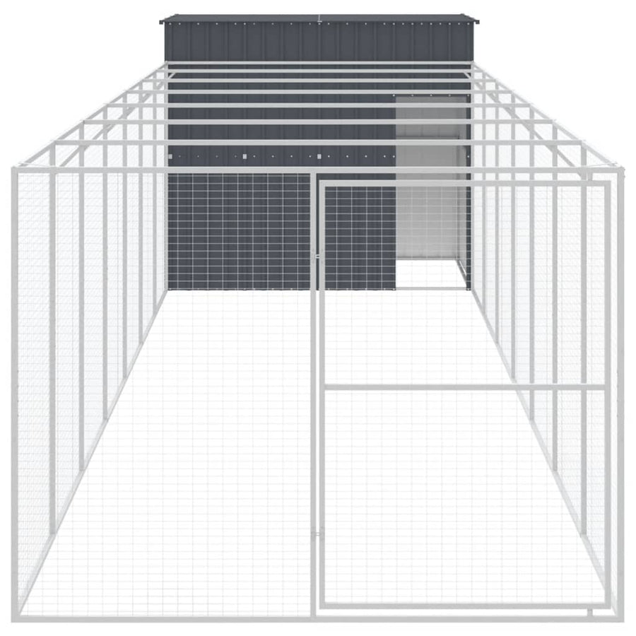 Hondenhok met ren 214x865x181 cm gegalvaniseerd staal antraciet 214 x 865 x 181 cm Antraciet