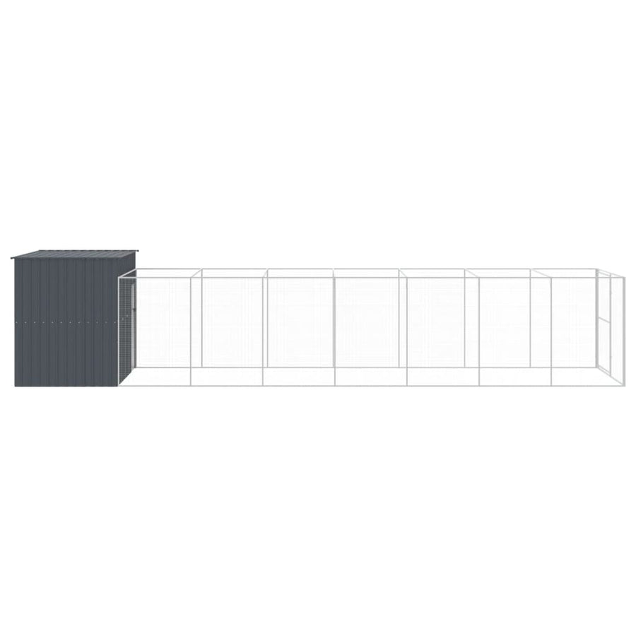 Hondenhok met ren 214x865x181 cm gegalvaniseerd staal antraciet 214 x 865 x 181 cm Antraciet