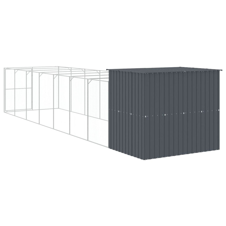 Hondenhok met ren 214x865x181 cm gegalvaniseerd staal antraciet 214 x 865 x 181 cm Antraciet