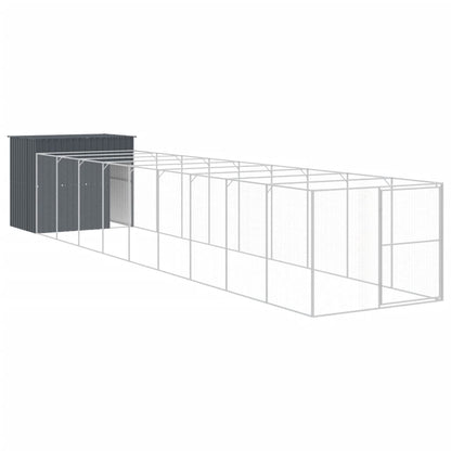 Hondenhok met ren 214x1069x181 cm staal antraciet 214 x 1069 x 181 cm Antraciet