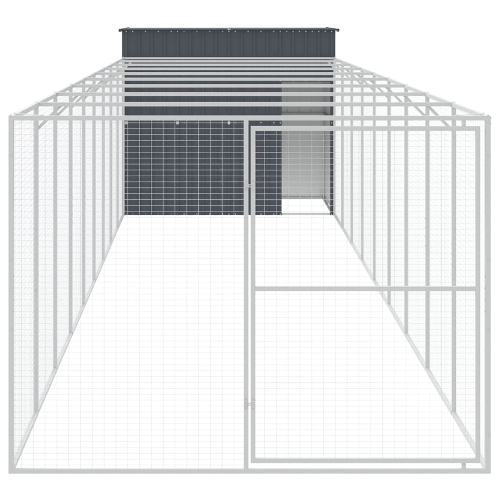 Hondenhok met ren 214x1069x181 cm staal antraciet 214 x 1069 x 181 cm Antraciet