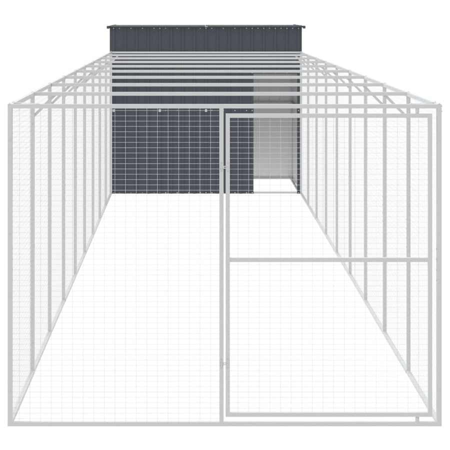 Hondenhok met ren 214x1069x181 cm staal antraciet 214 x 1069 x 181 cm Antraciet