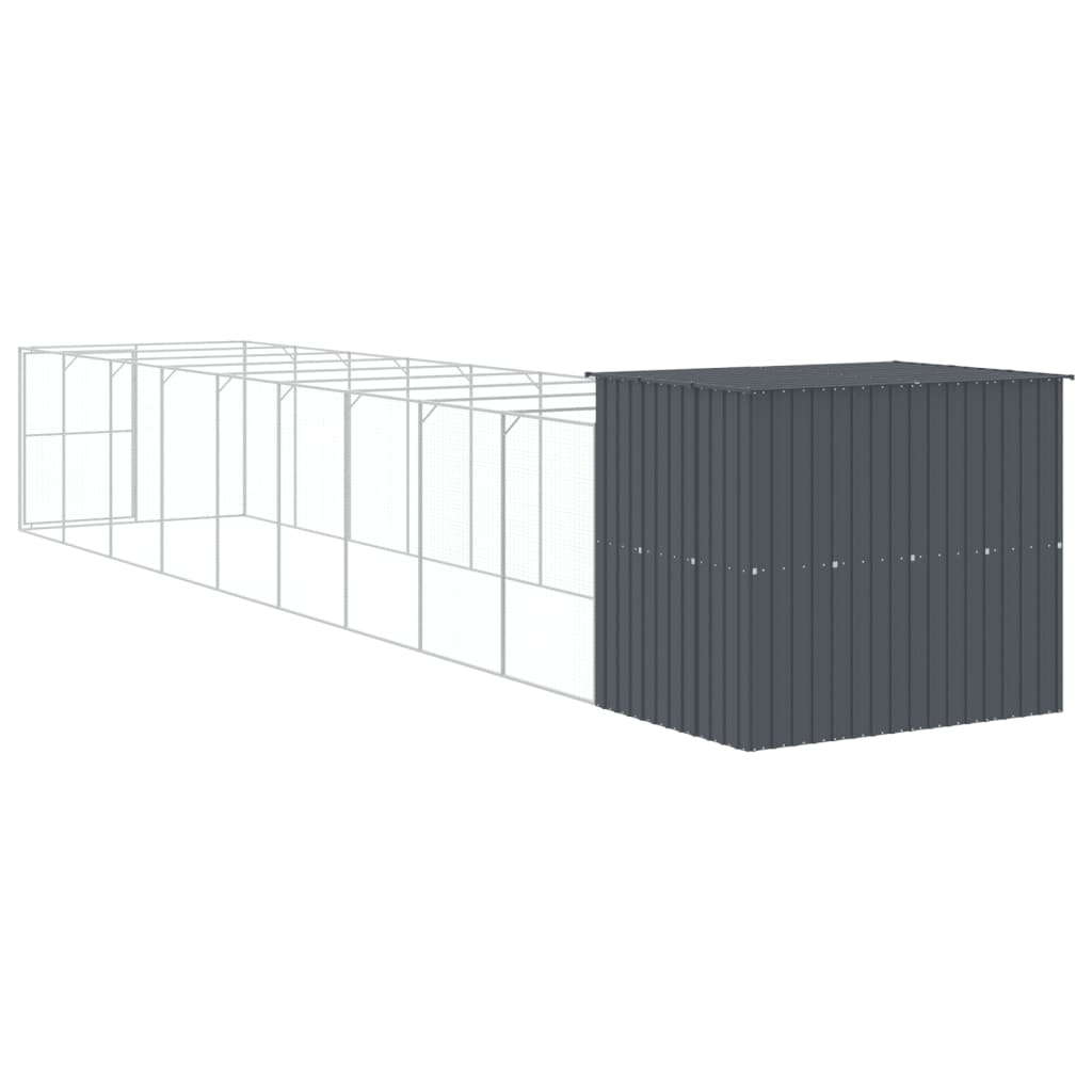 Hondenhok met ren 214x1069x181 cm staal antraciet 214 x 1069 x 181 cm Antraciet