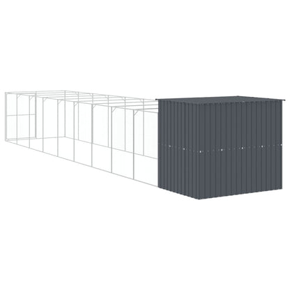 Hondenhok met ren 214x1069x181 cm staal antraciet 214 x 1069 x 181 cm Antraciet