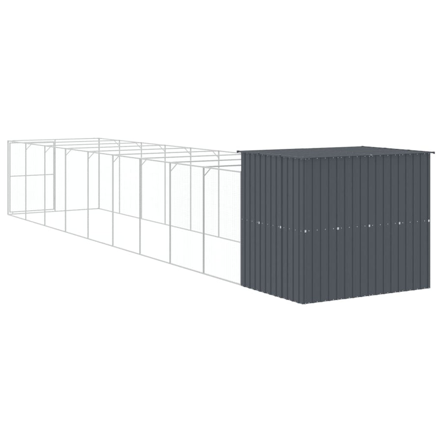 Hondenhok met ren 214x1069x181 cm staal antraciet 214 x 1069 x 181 cm Antraciet