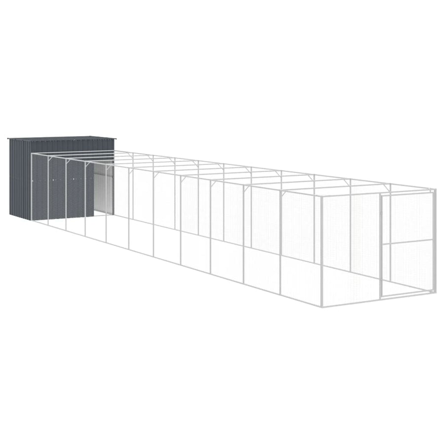 Hondenhok met ren 214x1273x181 cm staal antraciet 214 x 1273 x 181 cm Antraciet