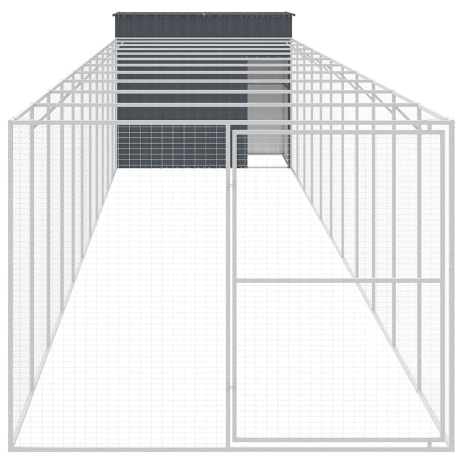 Hondenhok met ren 214x1273x181 cm staal antraciet 214 x 1273 x 181 cm Antraciet