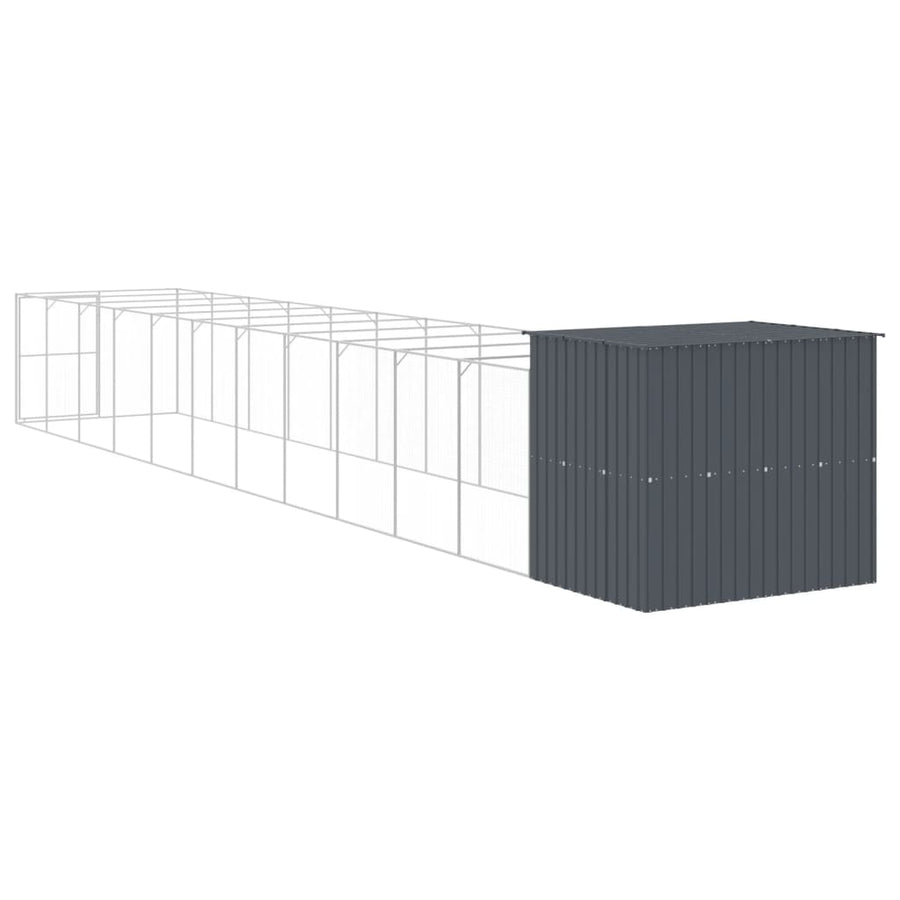 Hondenhok met ren 214x1273x181 cm staal antraciet 214 x 1273 x 181 cm Antraciet
