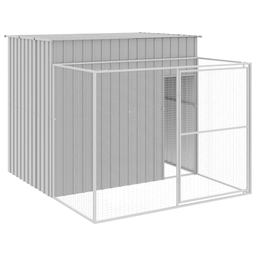 Hondenhok met ren 214x253x181 cm staal lichtgrijs 214 x 253 x 181 cm Lichtgrijs