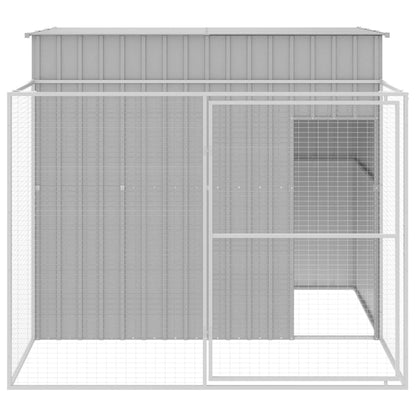 Hondenhok met ren 214x253x181 cm staal lichtgrijs 214 x 253 x 181 cm Lichtgrijs