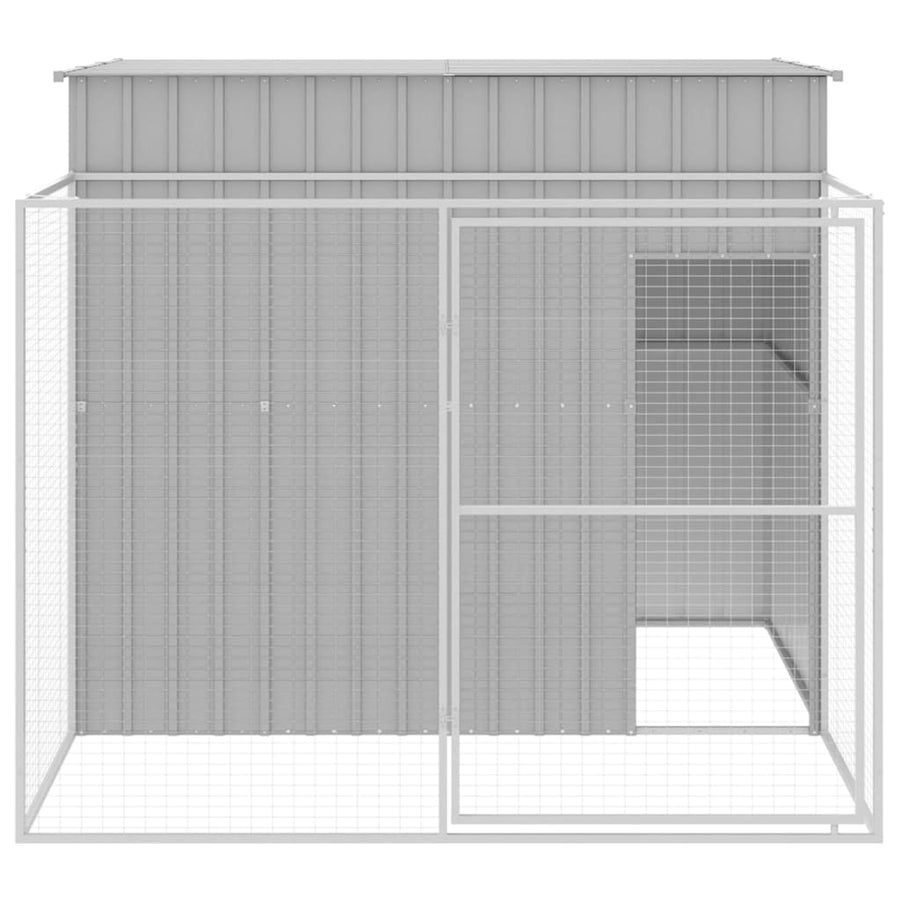 Hondenhok met ren 214x253x181 cm staal lichtgrijs 214 x 253 x 181 cm Lichtgrijs