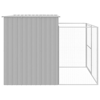 Hondenhok met ren 214x253x181 cm staal lichtgrijs 214 x 253 x 181 cm Lichtgrijs