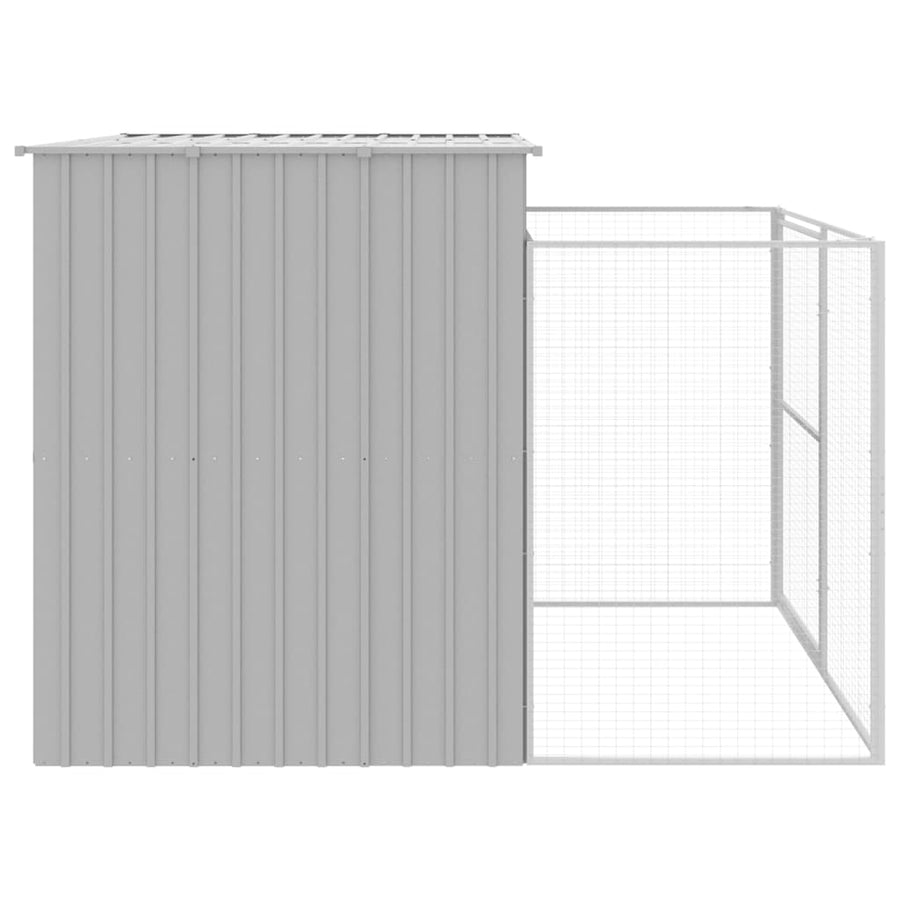 Hondenhok met ren 214x253x181 cm staal lichtgrijs 214 x 253 x 181 cm Lichtgrijs