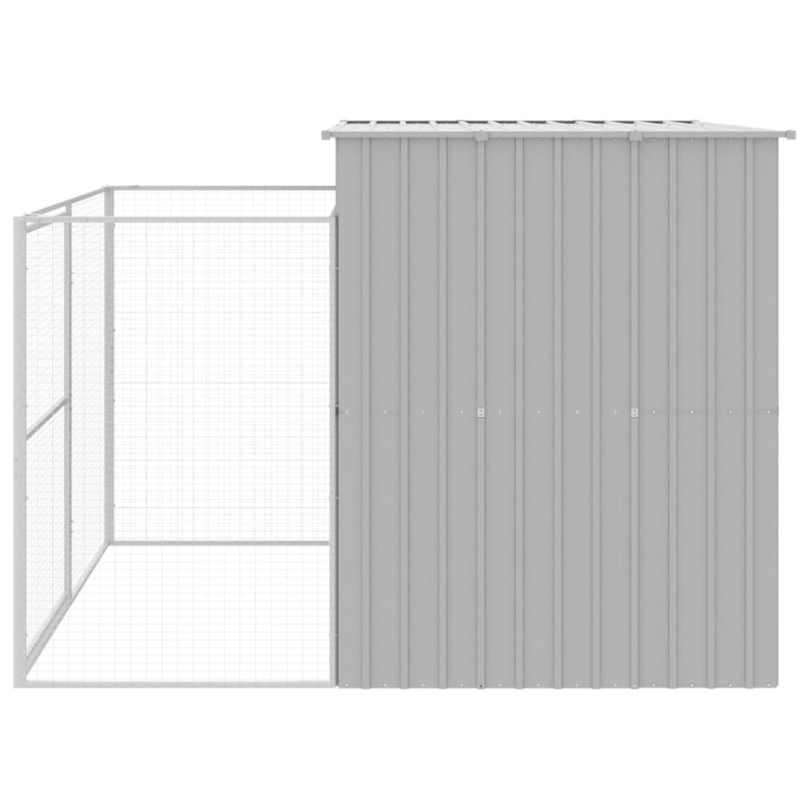 Hondenhok met ren 214x253x181 cm staal lichtgrijs 214 x 253 x 181 cm Lichtgrijs
