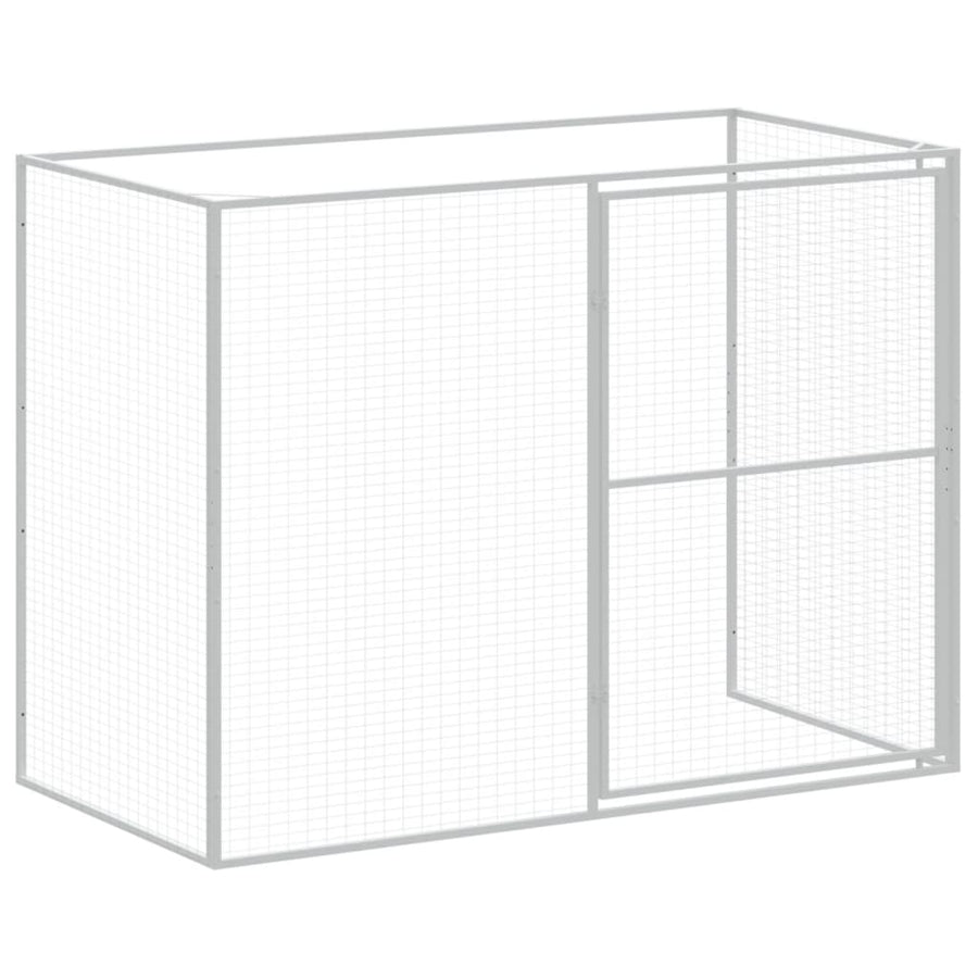 Hondenhok met ren 214x253x181 cm staal lichtgrijs 214 x 253 x 181 cm Lichtgrijs