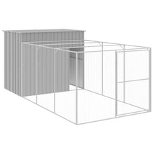 Hondenhok met ren 214x457x181 cm staal lichtgrijs 214 x 457 x 181 cm Lichtgrijs