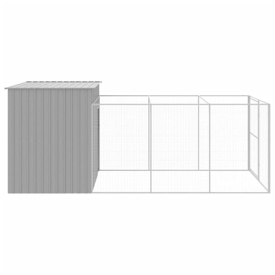 Hondenhok met ren 214x457x181 cm staal lichtgrijs 214 x 457 x 181 cm Lichtgrijs