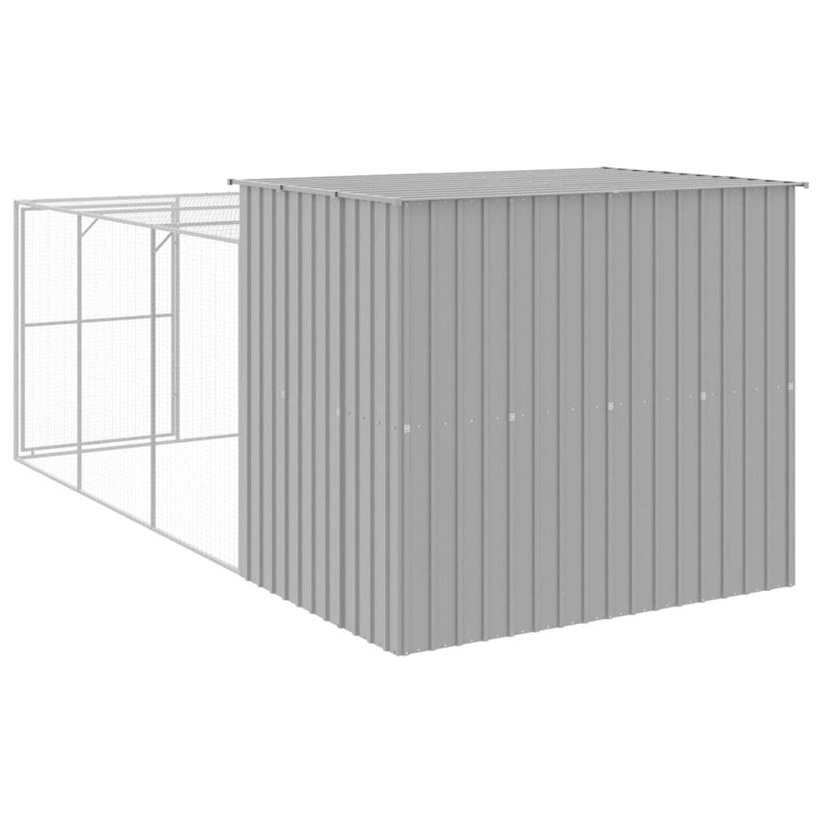 Hondenhok met ren 214x457x181 cm staal lichtgrijs 214 x 457 x 181 cm Lichtgrijs