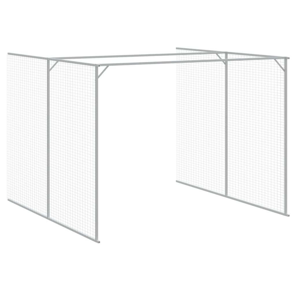Hondenhok met ren 214x457x181 cm staal lichtgrijs 214 x 457 x 181 cm Lichtgrijs