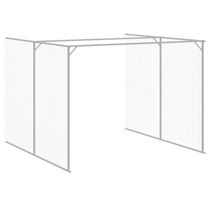 Hondenhok met ren 214x457x181 cm staal lichtgrijs 214 x 457 x 181 cm Lichtgrijs