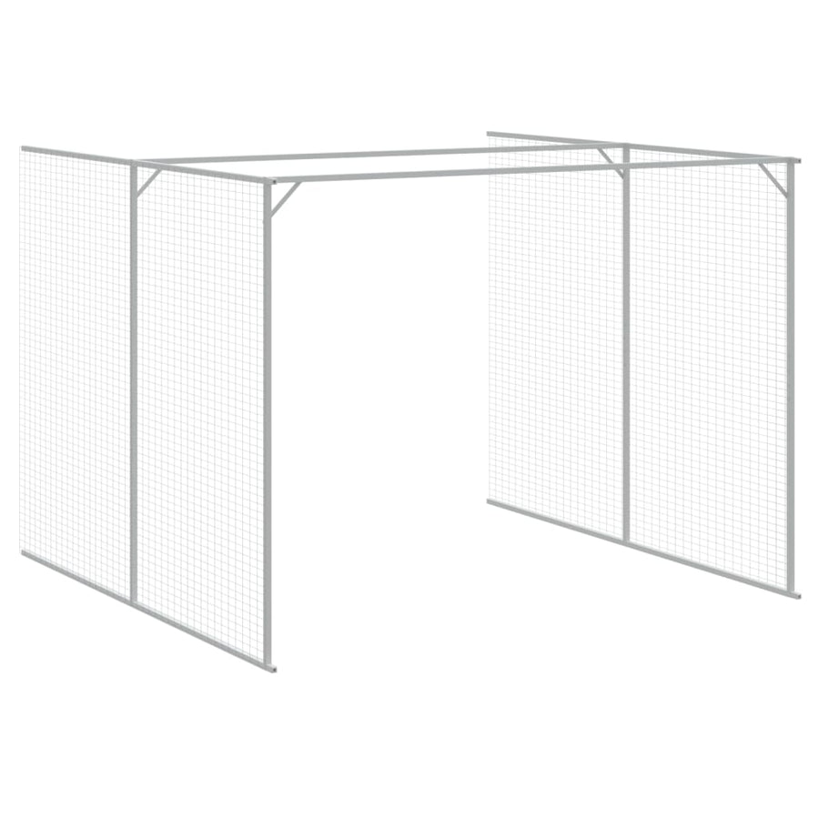 Hondenhok met ren 214x457x181 cm staal lichtgrijs 214 x 457 x 181 cm Lichtgrijs