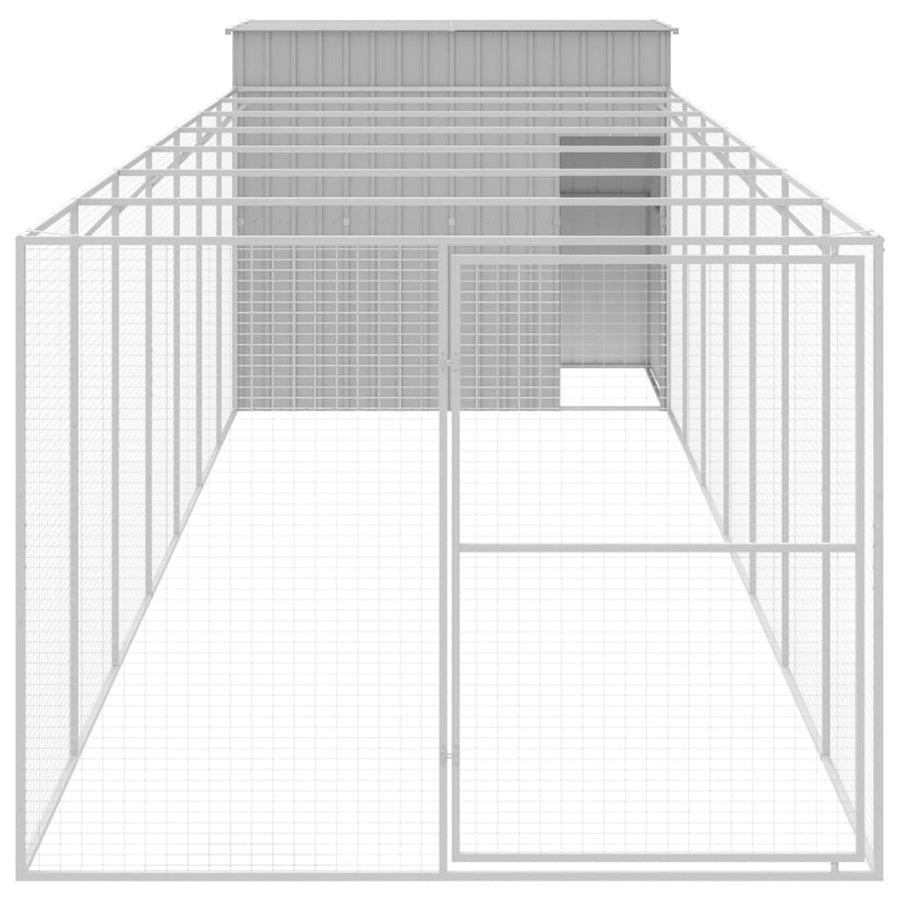 Hondenhok met ren 214x865x181 cm staal lichtgrijs 214 x 865 x 181 cm Lichtgrijs