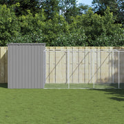 Hondenhok met ren 214x127x181 cm staal lichtgrijs