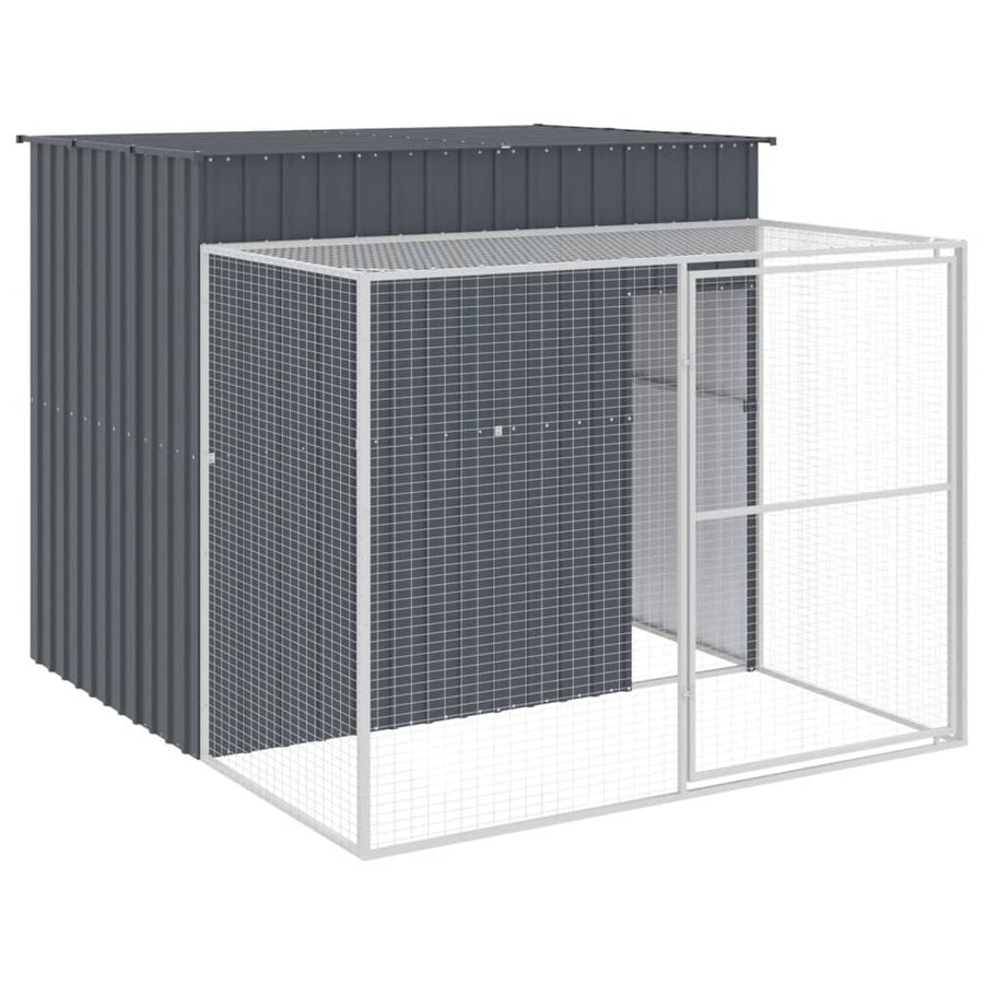 Hondenhok met ren 214x253x181 cm gegalvaniseerd staal antraciet 214 x 253 x 181 cm Antraciet