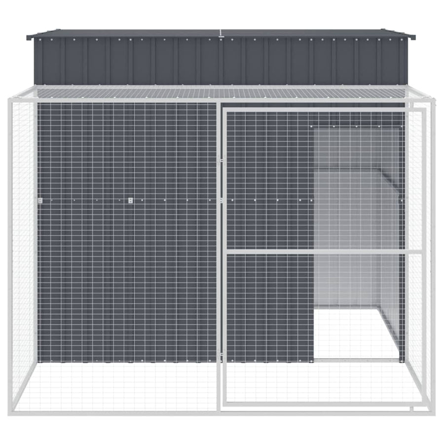Hondenhok met ren 214x253x181 cm gegalvaniseerd staal antraciet 214 x 253 x 181 cm Antraciet