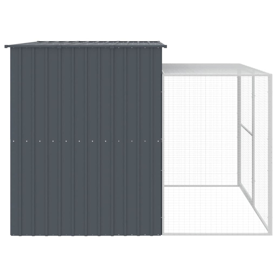Hondenhok met ren 214x253x181 cm gegalvaniseerd staal antraciet 214 x 253 x 181 cm Antraciet