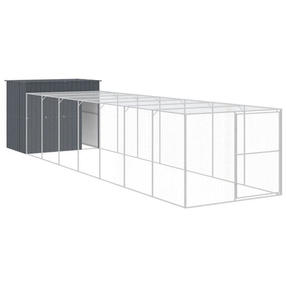 Hondenhok met ren 214x865x181 cm gegalvaniseerd staal antraciet 214 x 865 x 181 cm Antraciet