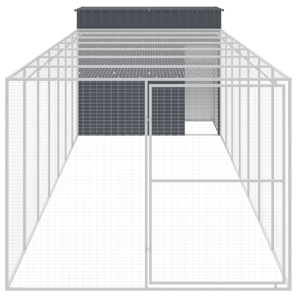 Hondenhok met ren 214x865x181 cm gegalvaniseerd staal antraciet 214 x 865 x 181 cm Antraciet