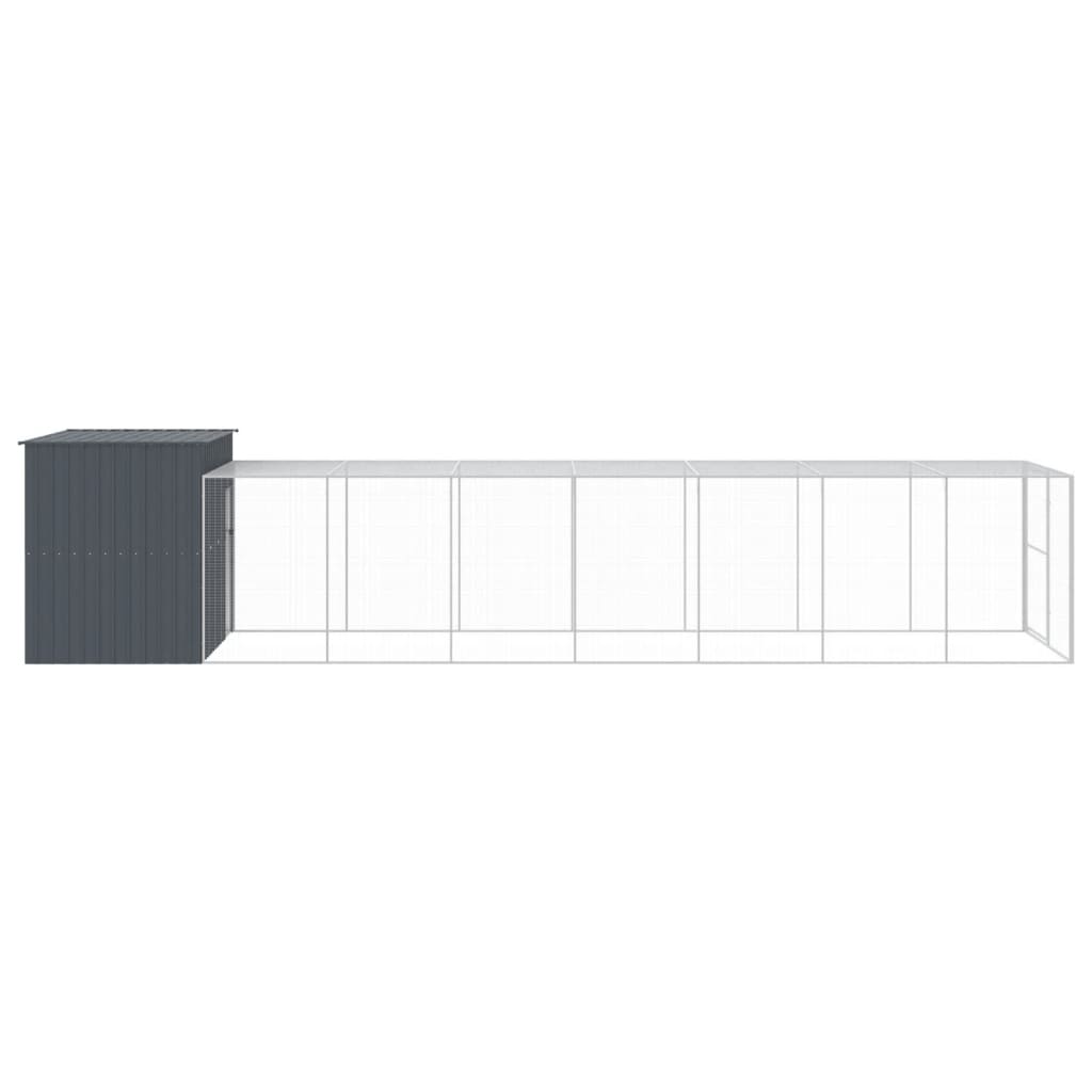 Hondenhok met ren 214x865x181 cm gegalvaniseerd staal antraciet 214 x 865 x 181 cm Antraciet