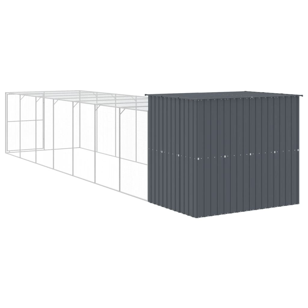 Hondenhok met ren 214x865x181 cm gegalvaniseerd staal antraciet 214 x 865 x 181 cm Antraciet