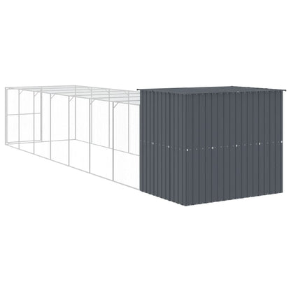 Hondenhok met ren 214x865x181 cm gegalvaniseerd staal antraciet 214 x 865 x 181 cm Antraciet