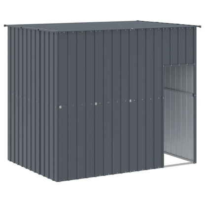 Hondenhok met ren 214x865x181 cm gegalvaniseerd staal antraciet 214 x 865 x 181 cm Antraciet